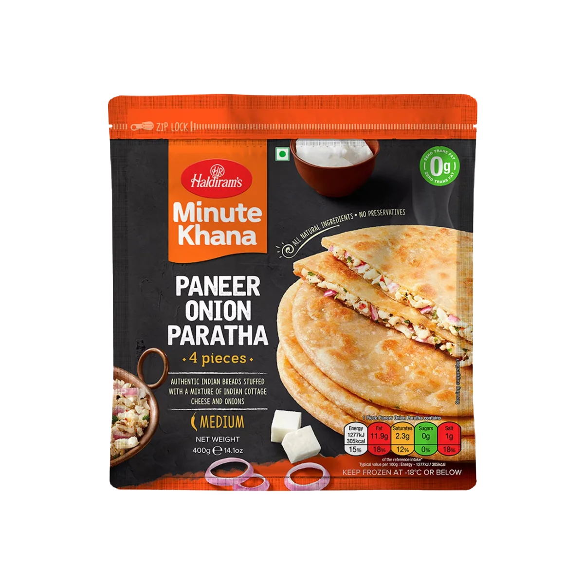 Haldiram's - Paneer Onion Paratha 16Pcs | 1.6kg