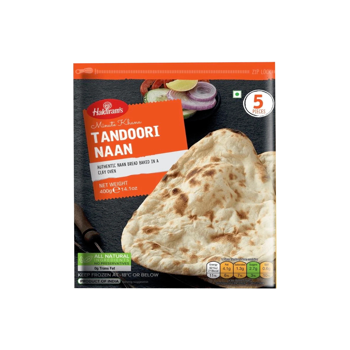 Haldiram's - Tandoori Naan Plain 5pcs | 400g